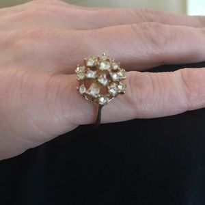 Vintage Gold cluster fashion ring 14kt HGE